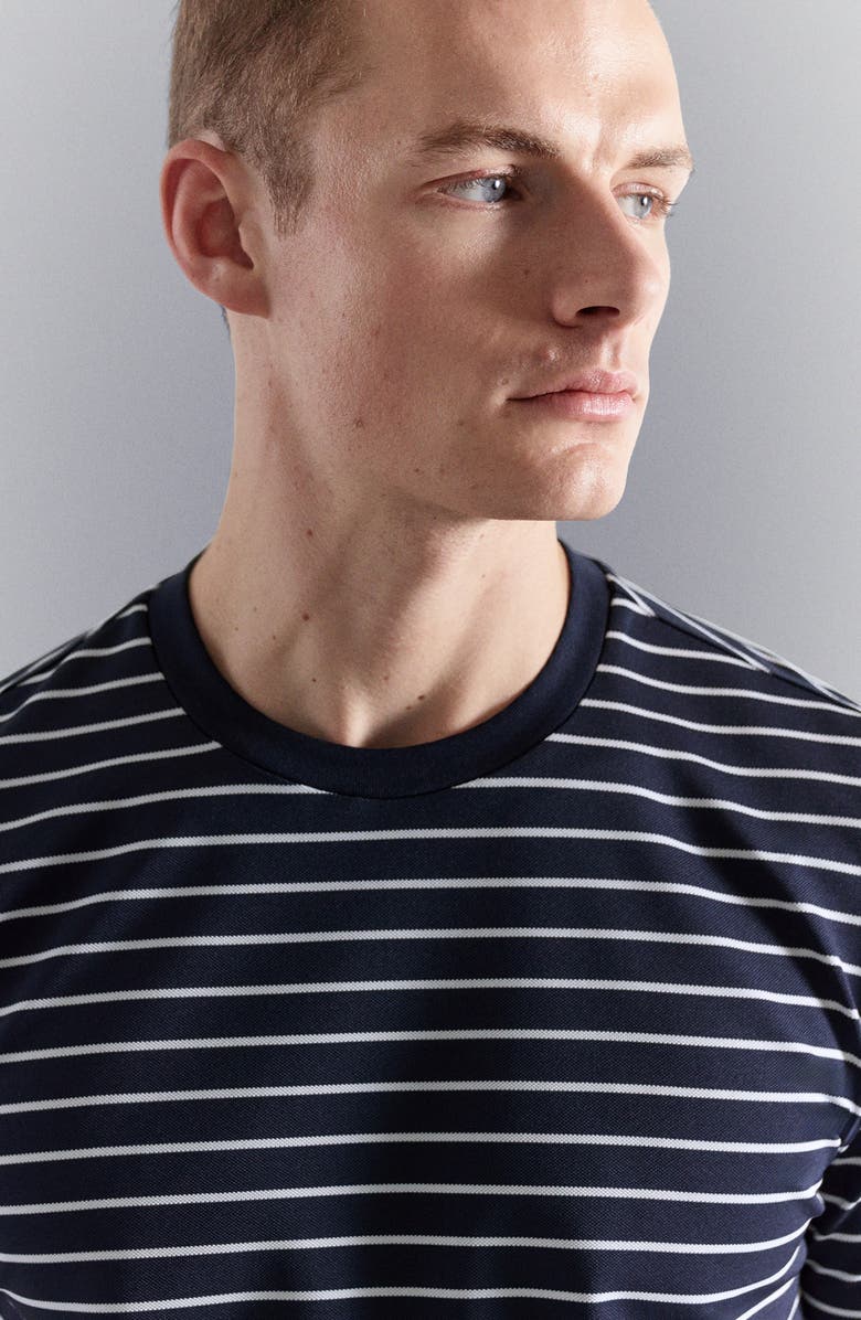MANGO Slim Fit Coolmax<sup>®</sup> Stripe T-Shirt, Alternate, color, Navy