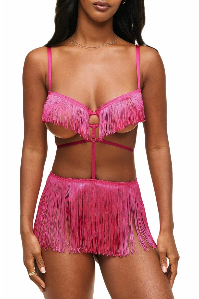 Neveah Fringe Playsuit Lingerie, Main, color, Dark pink