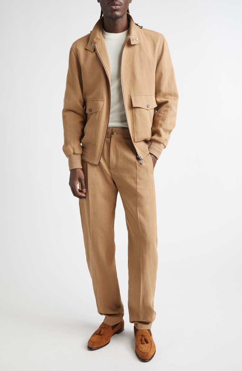 ISAIA Barracuta Linen Bomber Jacket, Alternate, color, Pastel Brown