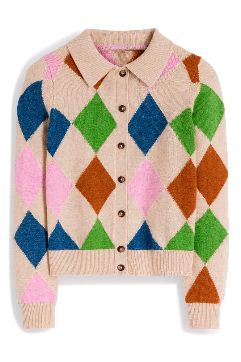 Ariadne Cardigan, Alternate, color, OATMEAL MELANGE, MULTI ARGYLE