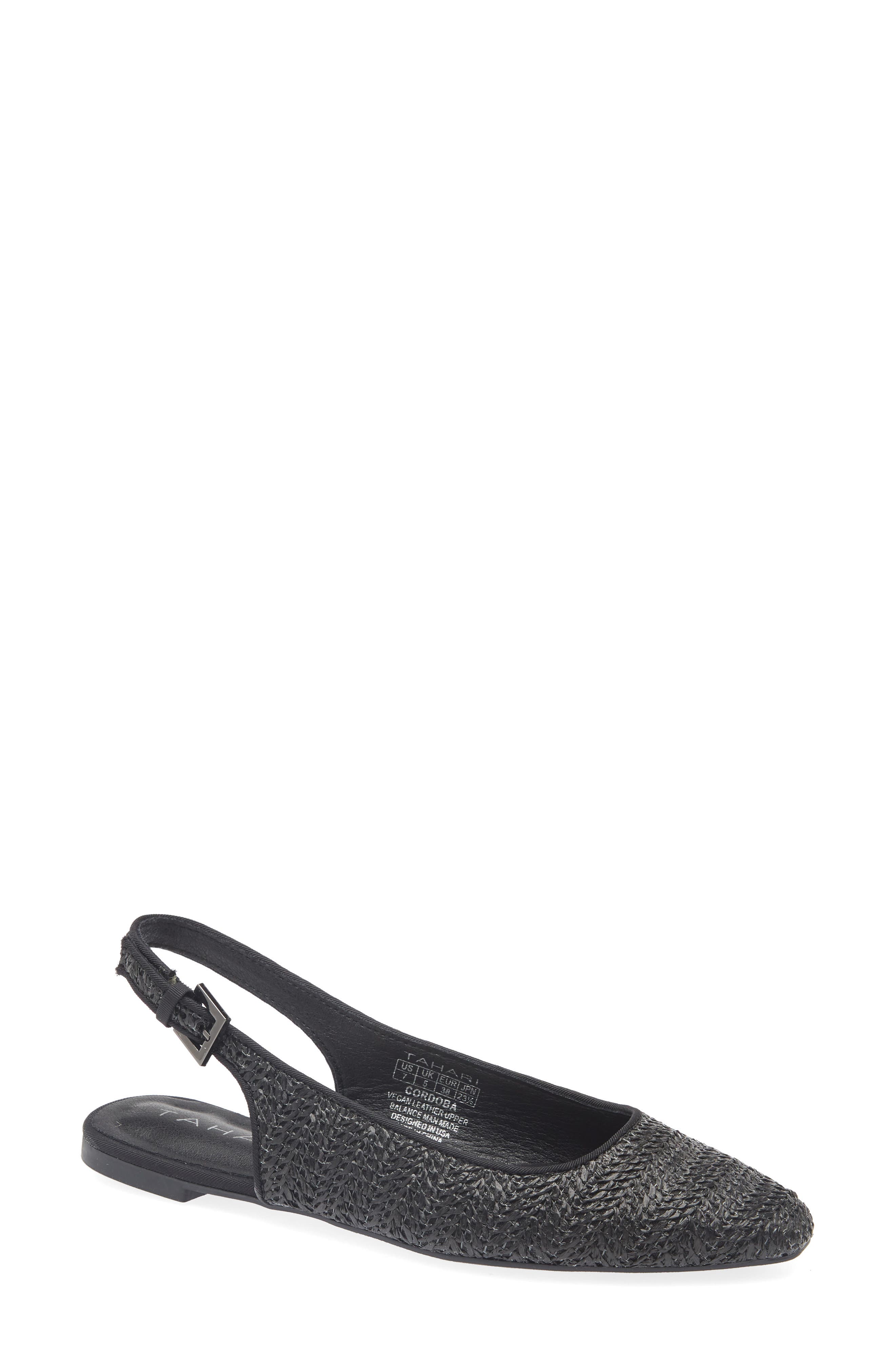 Tahari Faux Raffia Slingback Flat, Main, color, 