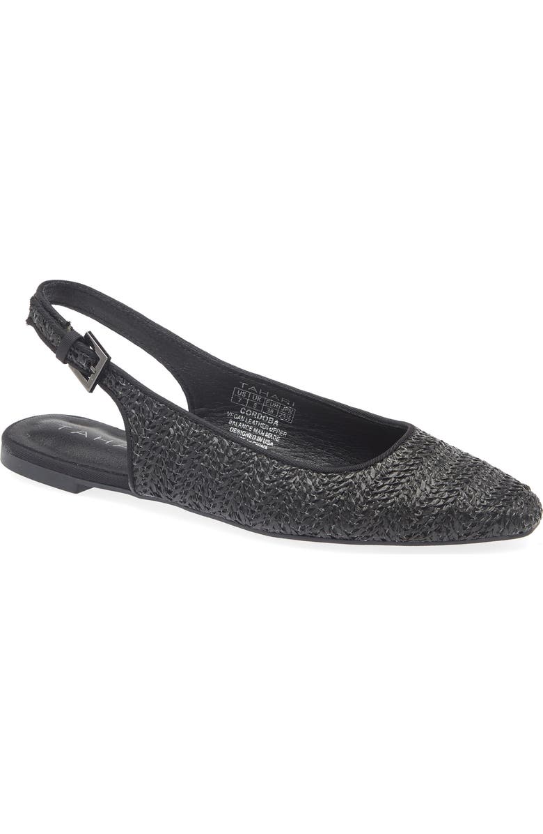 Tahari Faux Raffia Slingback Flat, Main, color,