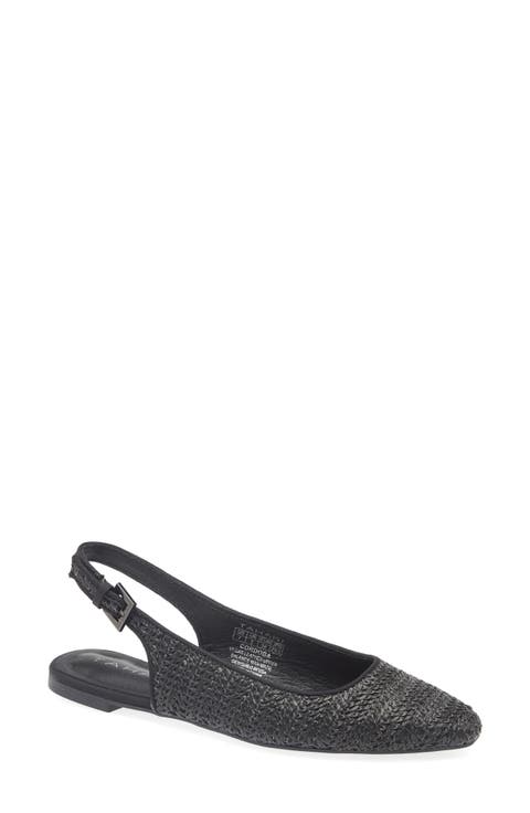 Faux Raffia Slingback Flat (Women)