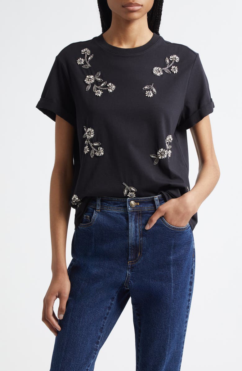 Cinq à Sept Rhinestone Vines T-Shirt, Main, color, 