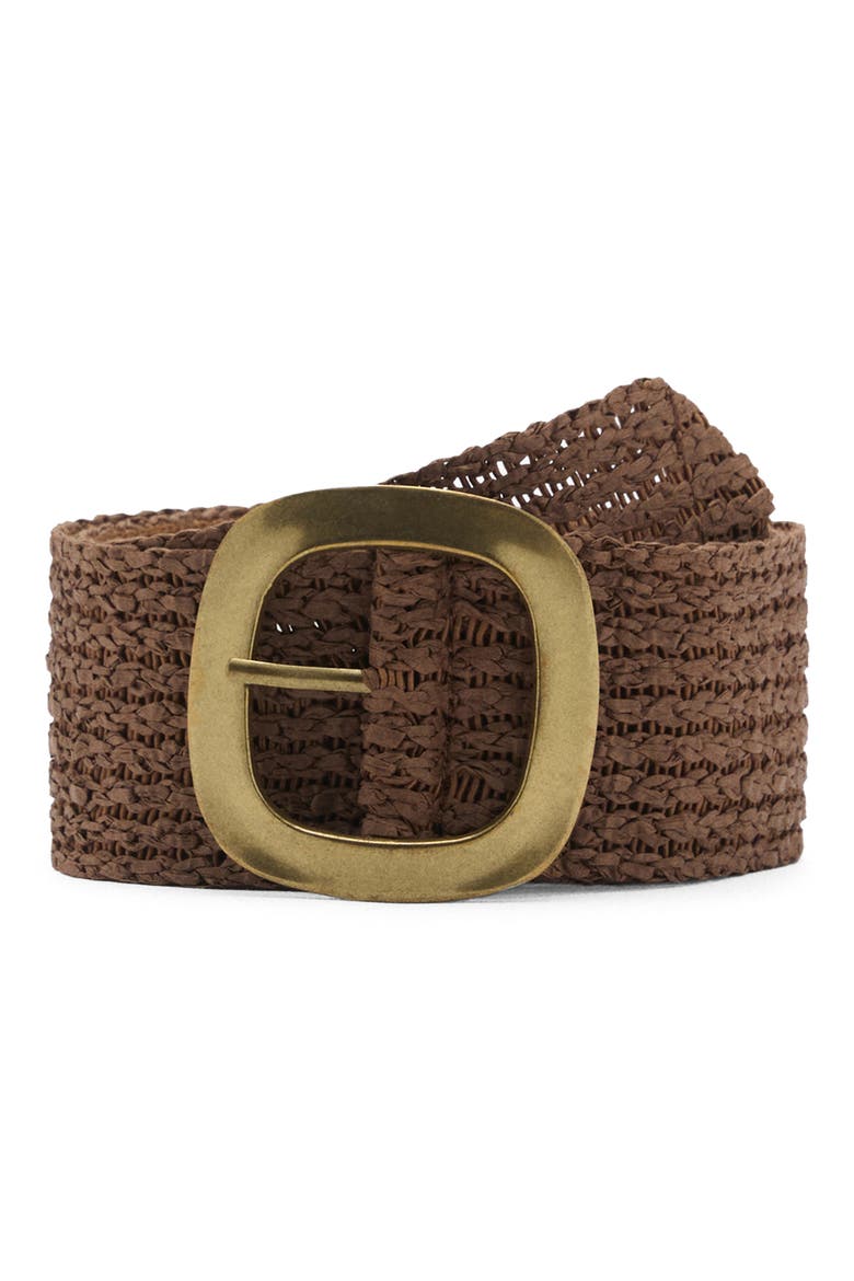 Braided Straw Wide Belt, Main, color, BROWN