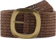 MANGO Braided Straw Wide Belt