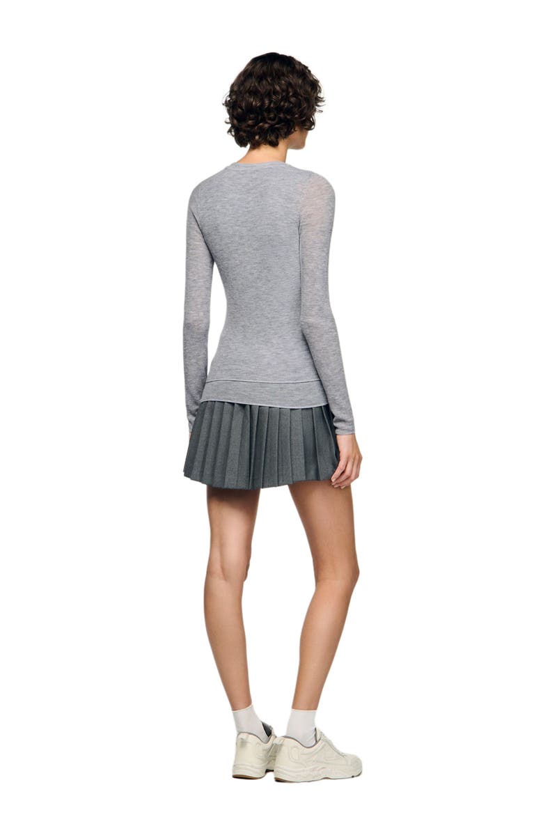 SANDRO Wool layered effect sweater, Alternate, color, Grey