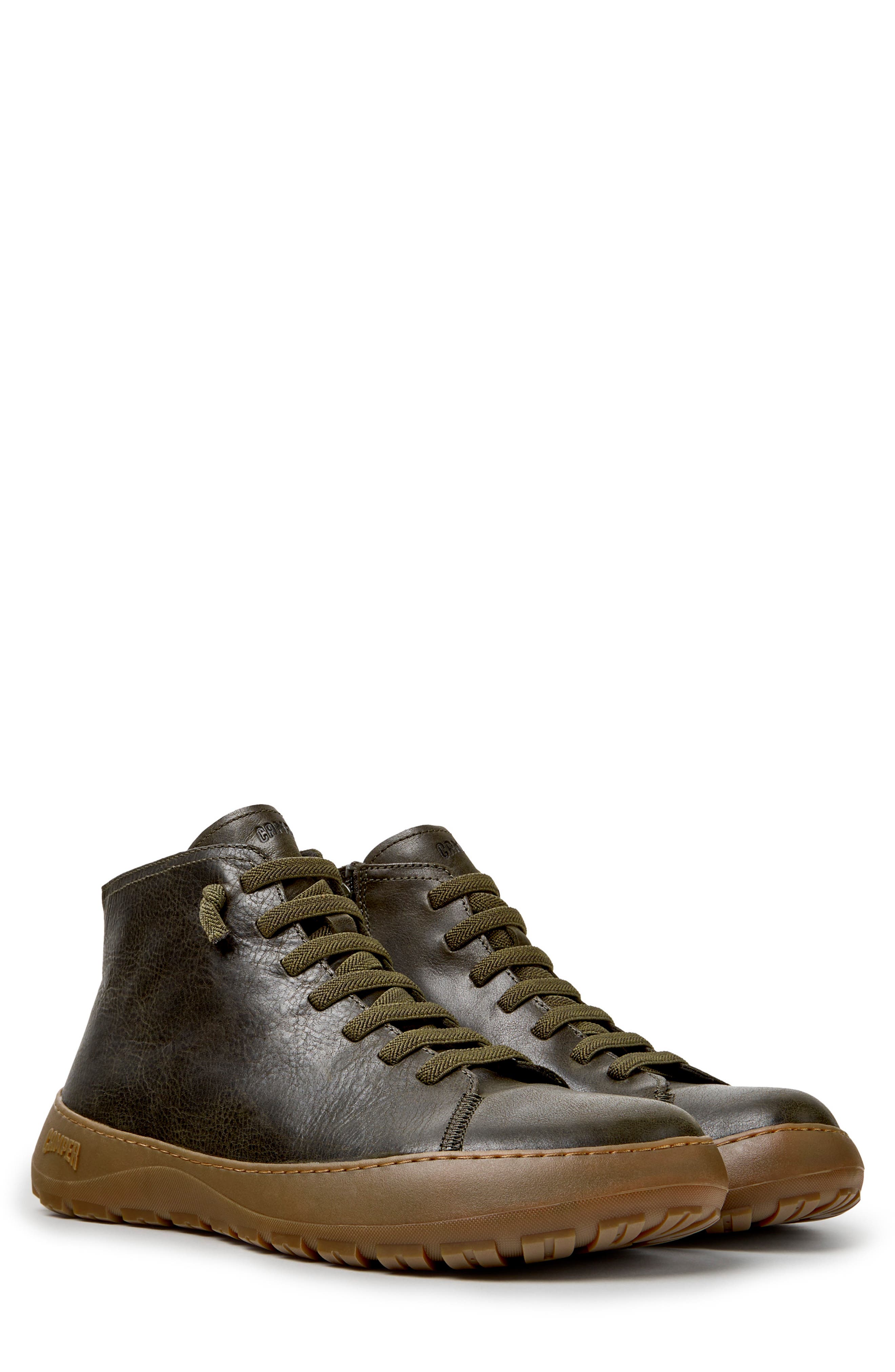 Peu Serra Leather Ankle Boot, Main, color, DARK GREEN