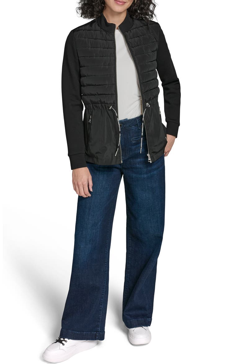 Mixed Media Packable Jacket, Alternate, color, BLACK