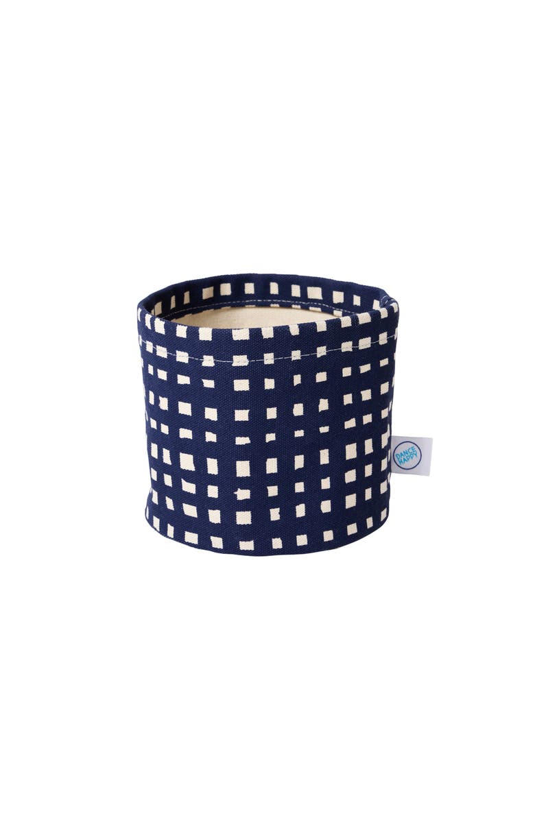 Dance Happy Micro Grid Round Bin/Canvas Planter, Main, color, Navy