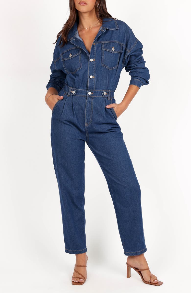 Petal & Pup Rosa Long Sleeve Denim Jumpsuit, Main, color, 
