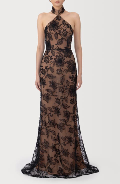 Adelaide Beaded Sheer Detail Gown