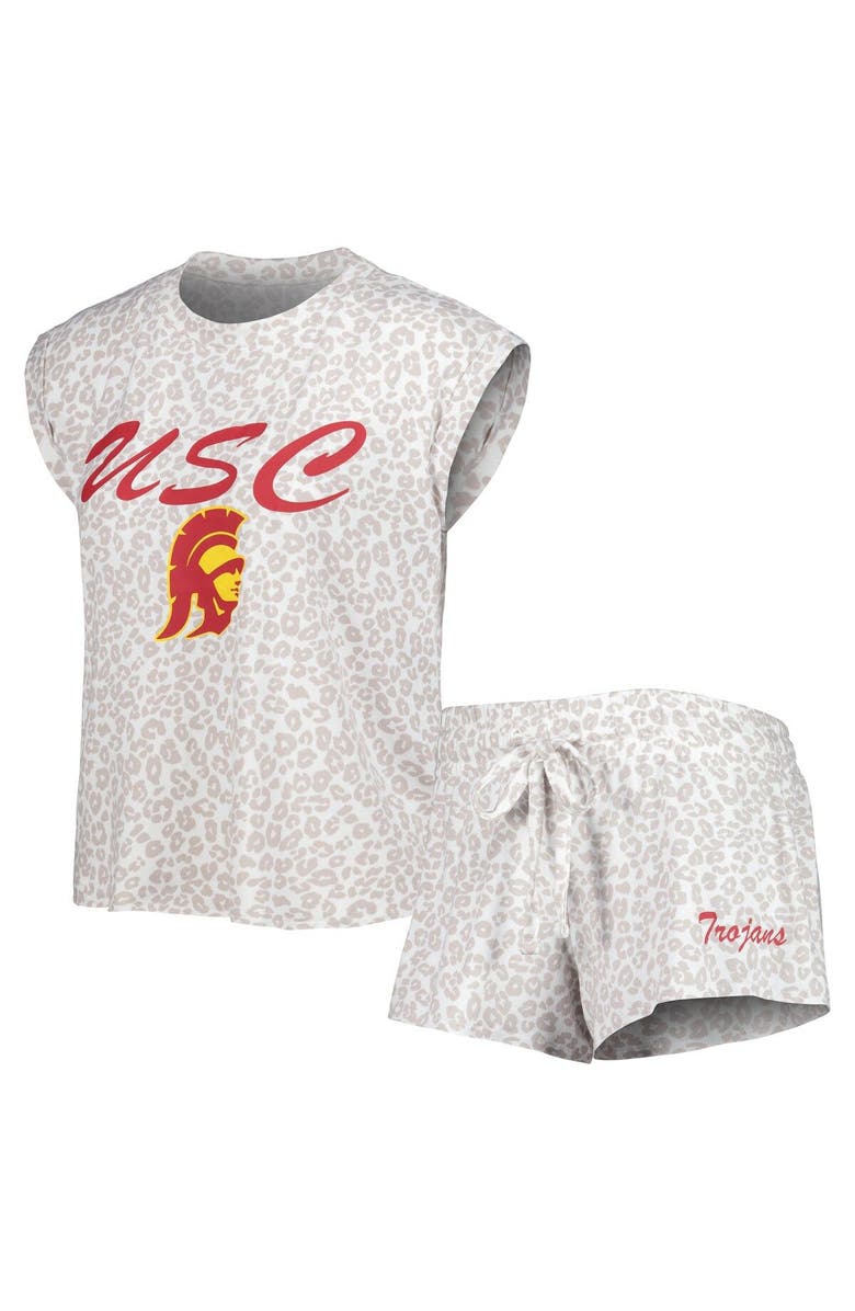 CONCEPTS SPORT Women's Concepts Sport  Cream USC Trojans Montana T-Shirt & Shorts Sleep Set, Main, color, 