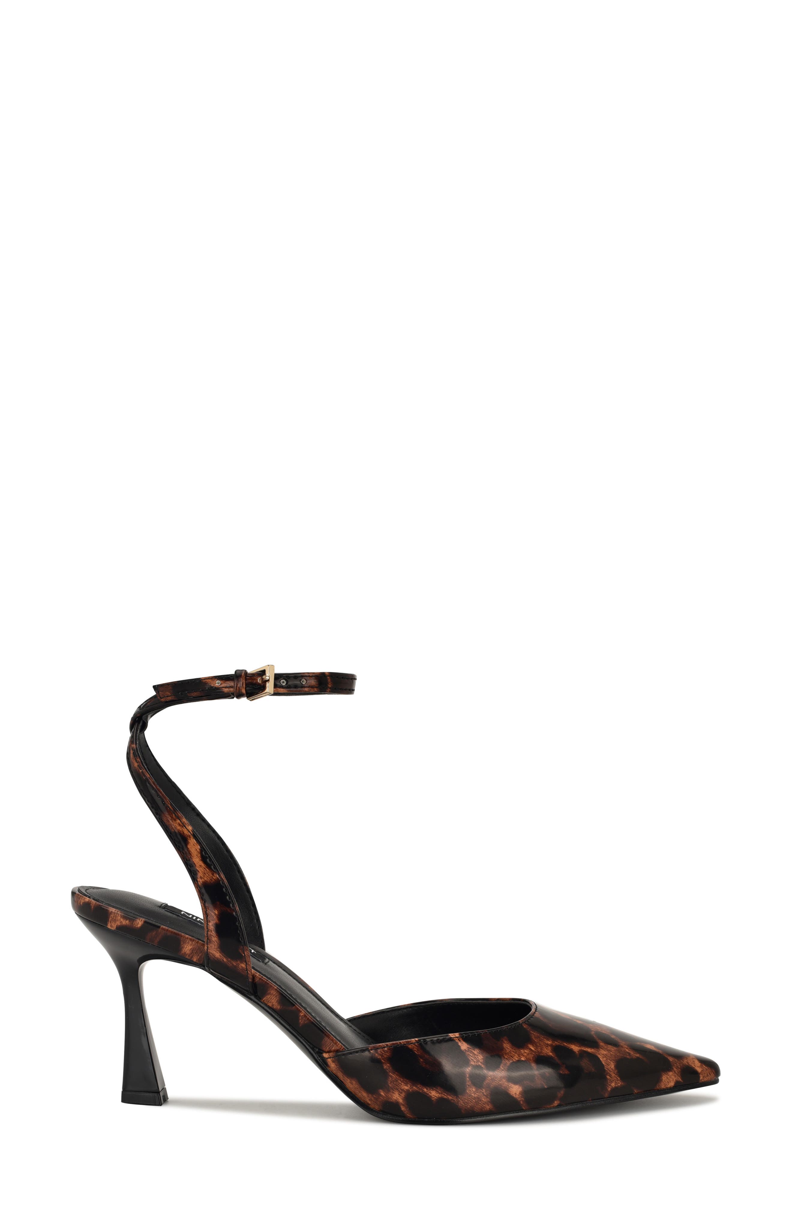 Nine West Kellie Ankle Strap Pointed Toe Pump, Alternate, color, Dark Brown