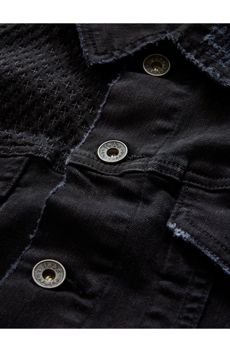 John Varvatos Wes Distressed Stretch Denim Trucker Jacket, Alternate, color, 