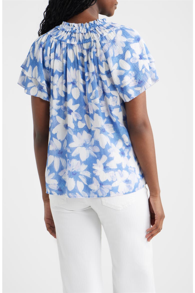 Kamila Floral Crinkle Top, Alternate, color, BLUE AMARANTH