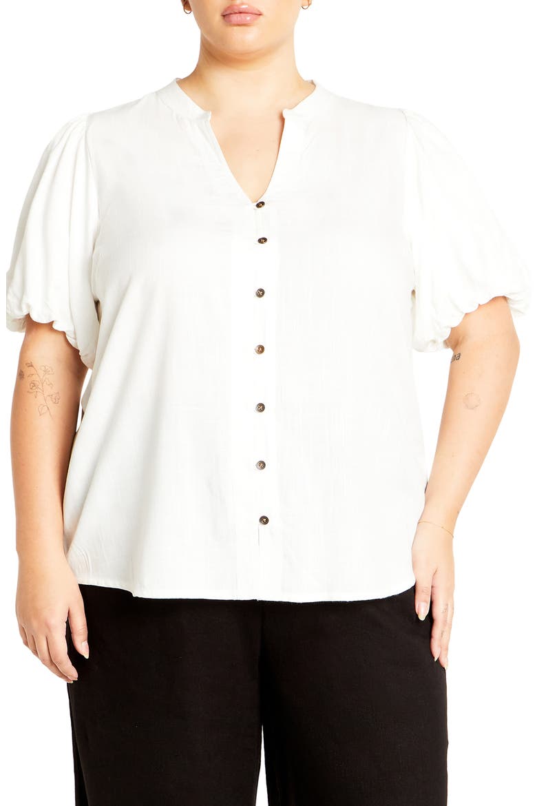 Georgia Short Sleeve Button Front Shirt, Main, color, IVORY