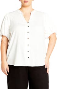 City Chic Georgia Short Sleeve Button Front Shirt