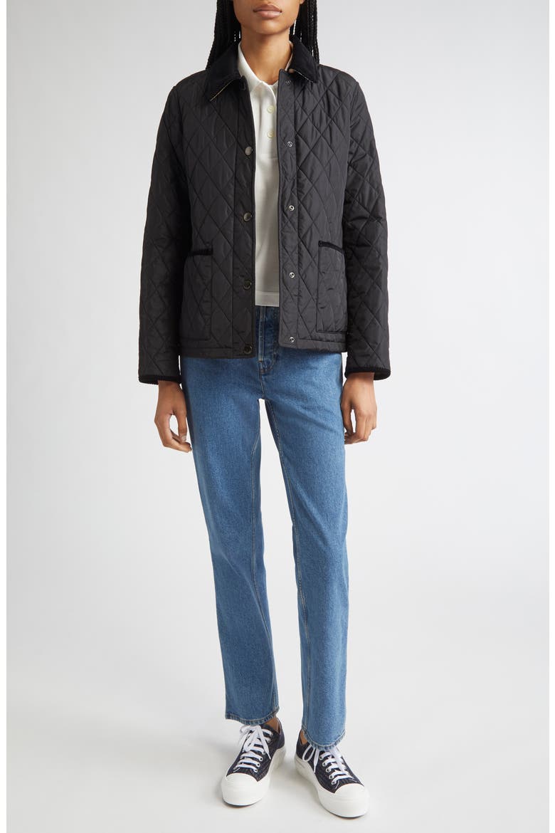 Quilted Nylon Barn Jacket, Alternate, color, BLACK/ SAND IP CHECK