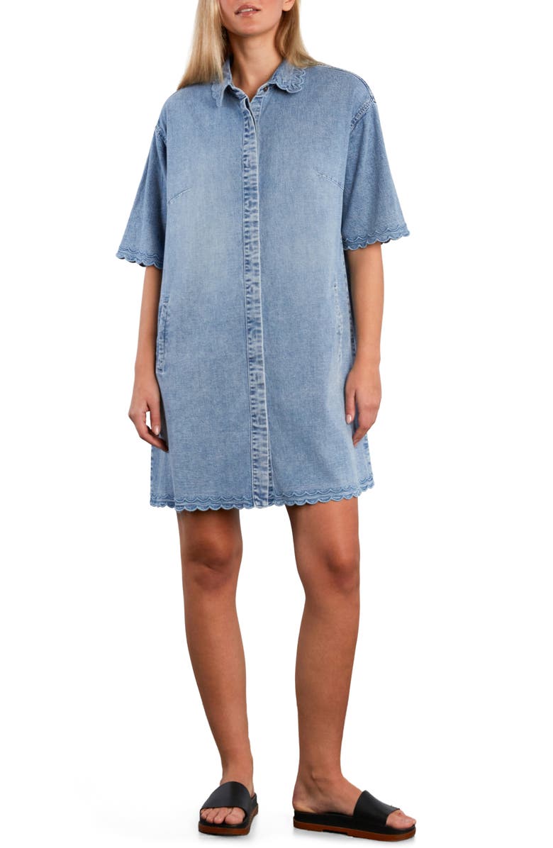 Wash Lab Denim Wanderbloom Denim Shirtdress, Main, color, Denim Dream