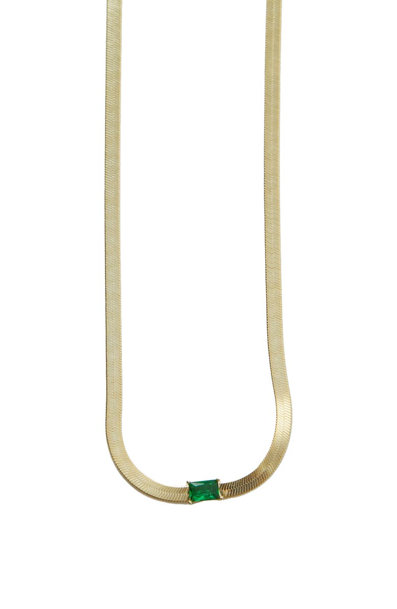 Argento Vivo Sterling Silver Cubic Zirconia Herringbone Necklace, Main, color, 