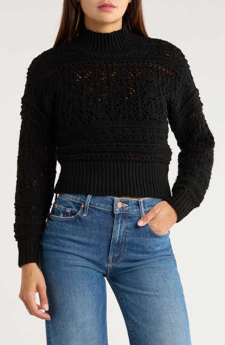 Muse Open Knit Mock Neck Sweater