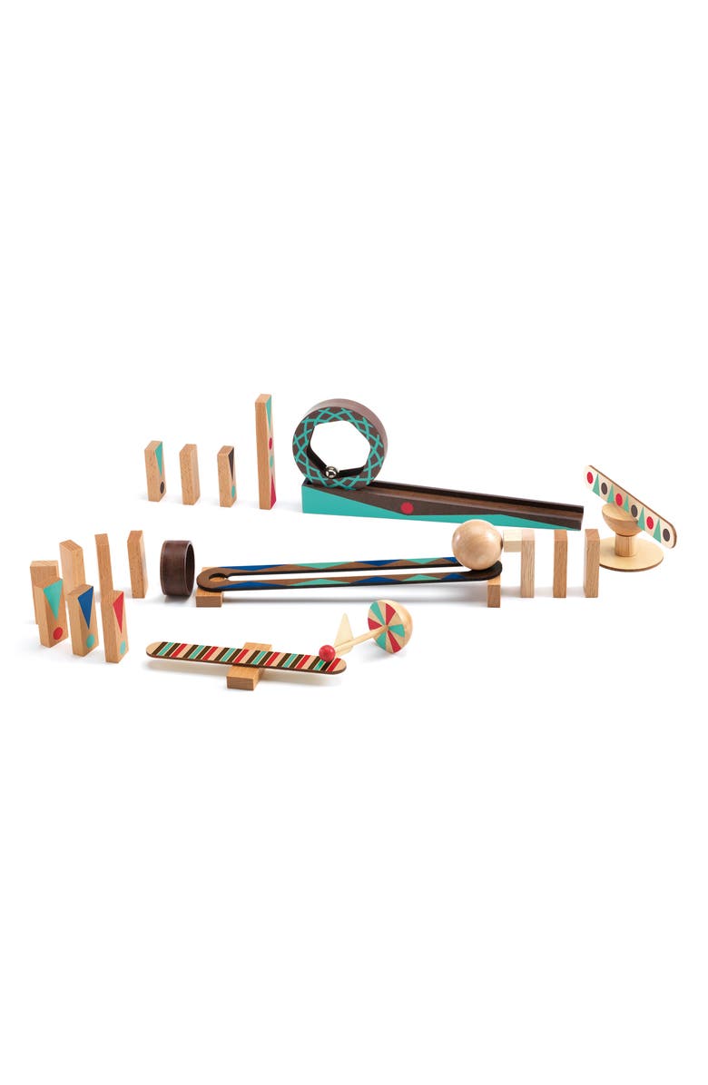 Djeco Zig N Go 29-Piece Chain Reaction Wooden Building Game, Alternate, color,