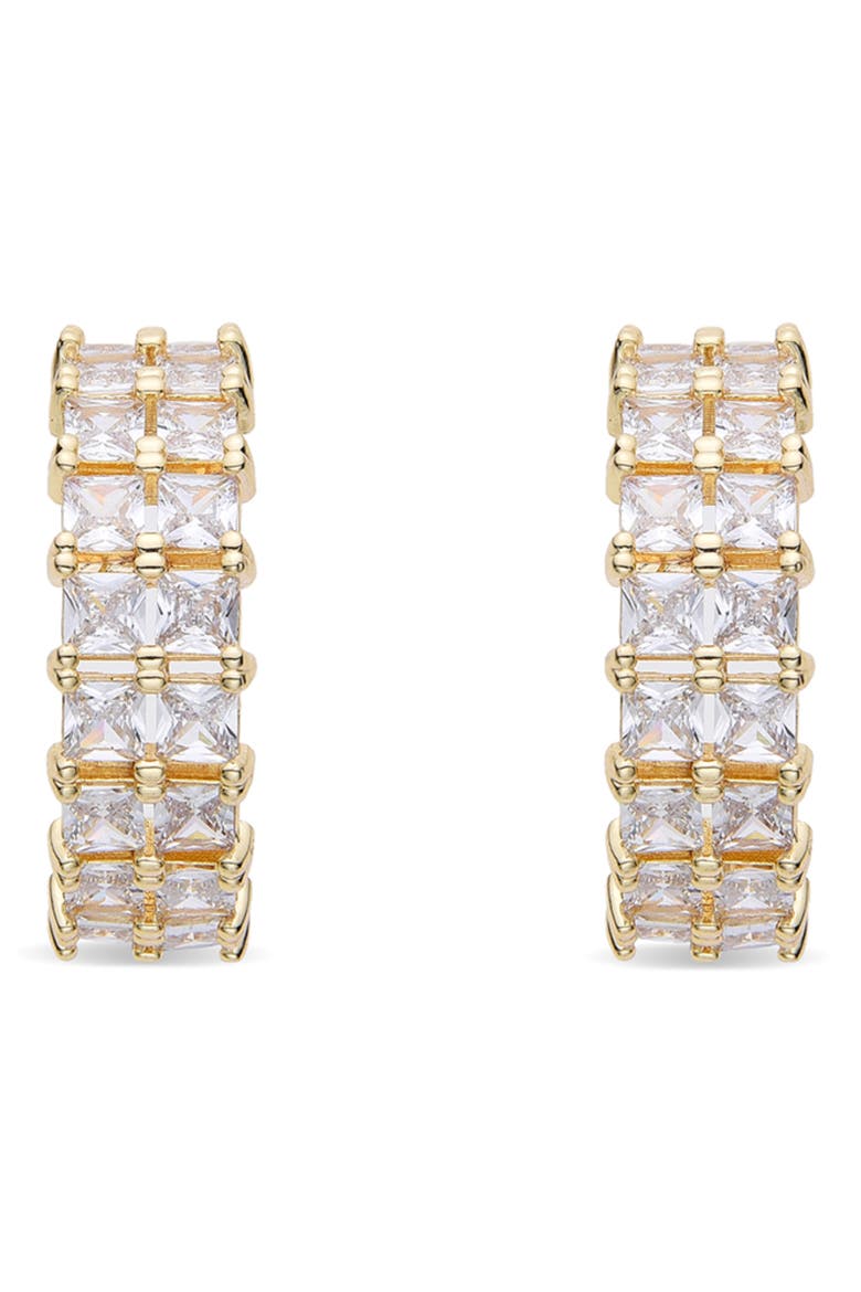 Eva CZ Huggie Hoop Earrings, Alternate, color, GOLD