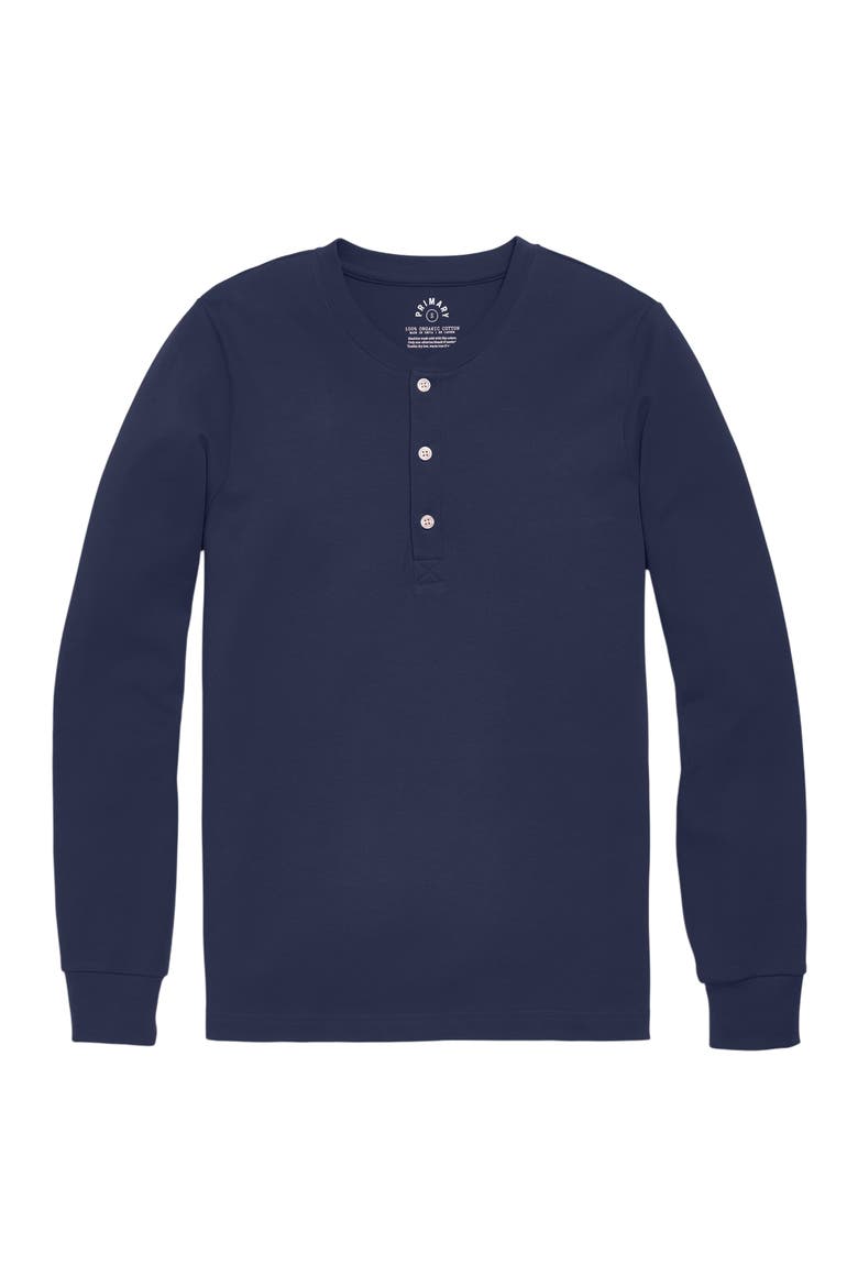 Unisex Fit Organic Long Sleeve Henley Pj Top, Main, color, Navy