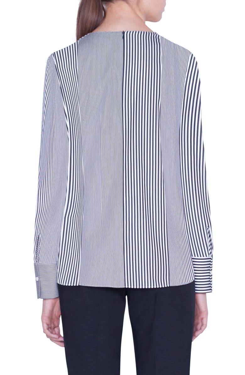 Akris punto V-Neck Stripe Cotton Shirt, Alternate, color, 