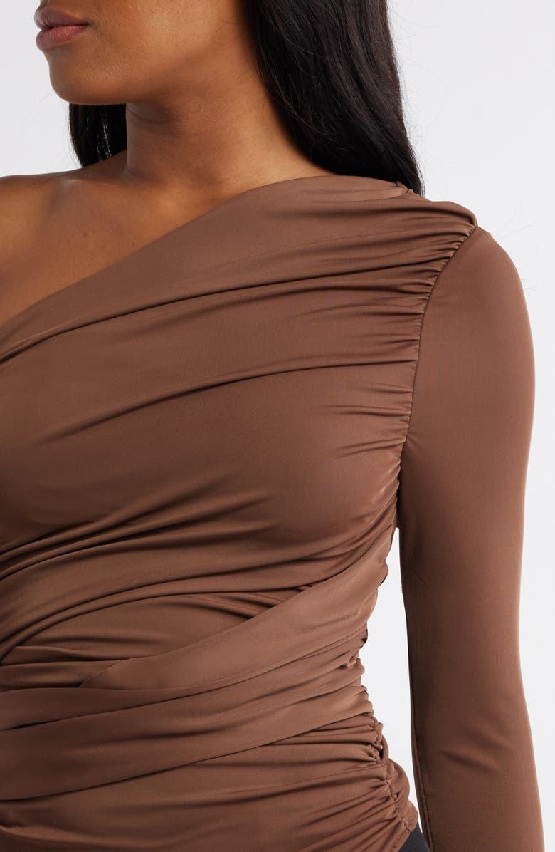 Mistress Rocks Ruched One-Shoulder Top, Alternate, color, Earth