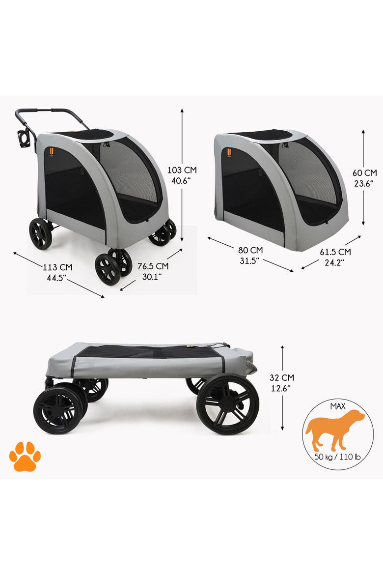 Chester Raincover Pet Stroller, 110 Pound Capacity, Alternate, color, Gray
