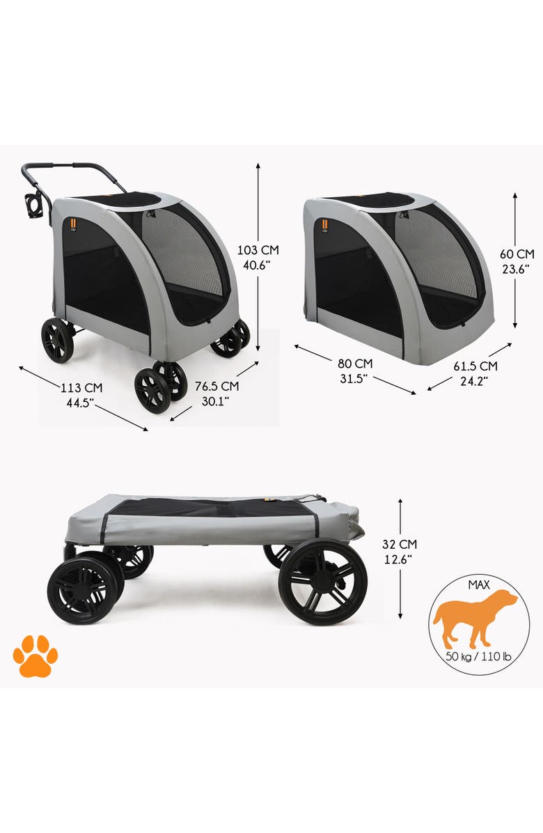My Duque Chester Raincover Pet Stroller, 110 Pound Capacity, Alternate, color, Gray