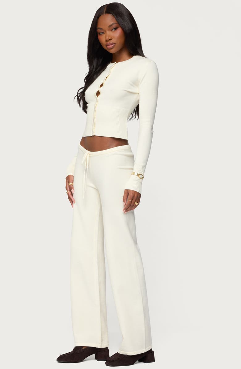 EDIKTED Montanna Knit Drawstring Pants, Alternate, color, Cream