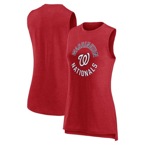 Women's Fanatics Branded  Heather Red Washington Nationals What Goes Around Tank Top