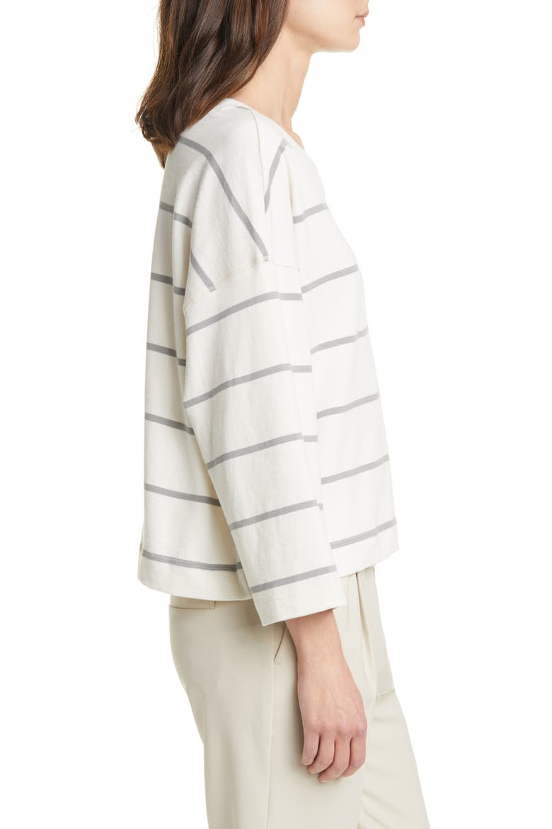 Stripe Sweatshirt, Alternate, color, CHALK/ SMOKE COMBO