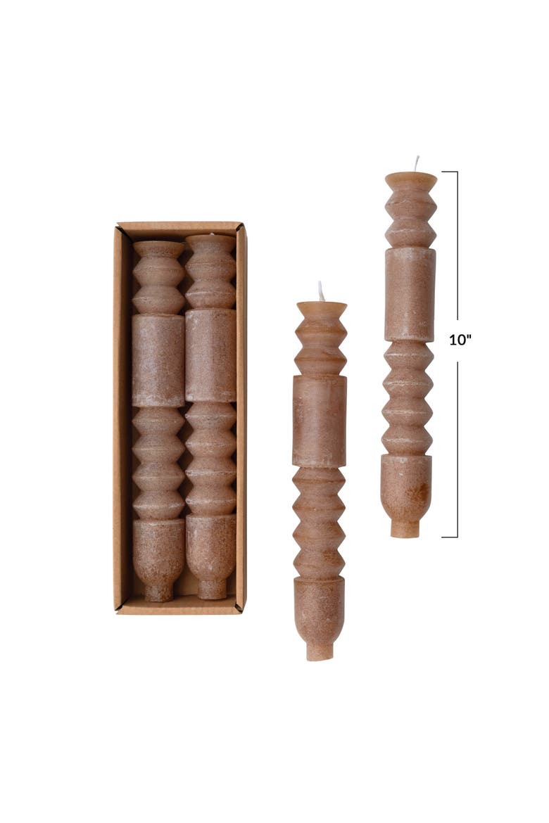 Unscented  Taper Candles in Box, Set of 2, Cappuccino, Alternate, color, Brown