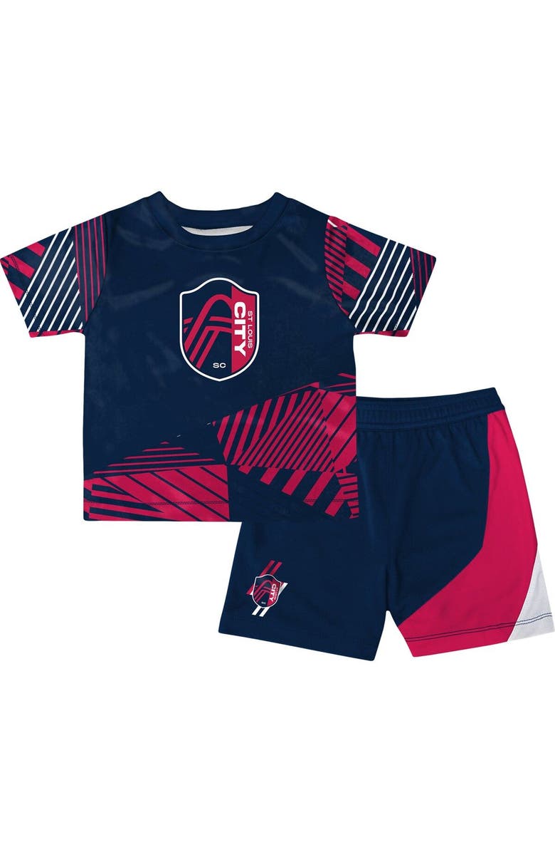 Outerstuff Toddler Navy/Pink St. Louis City SC Kick Off T-Shirt & Shorts Set, Main, color, 