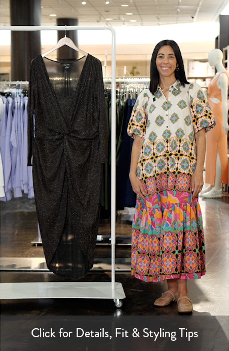 Kaitlyn Metallic Long Sleeve High-Low Maxi Dress, sales video thumbnail