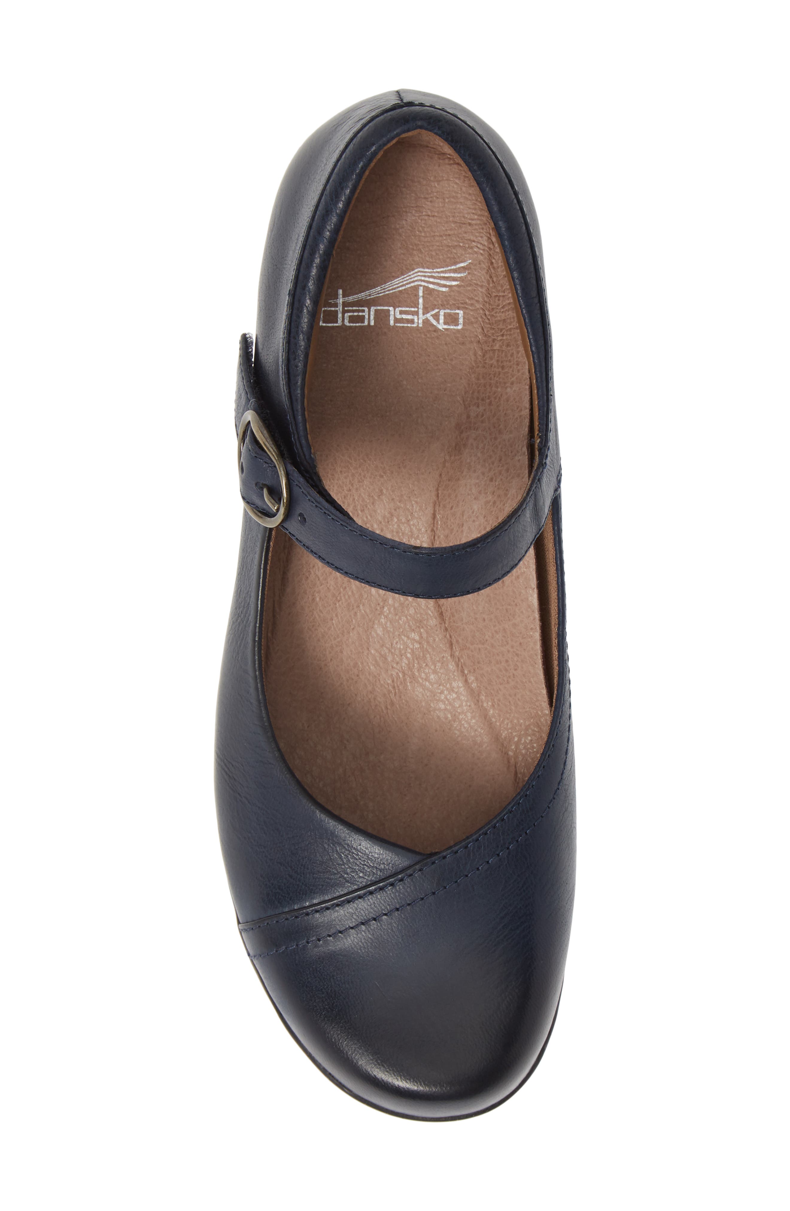 Fawna Mary Jane Flat, Alternate, color, NAVY BURNISHED LEATHER