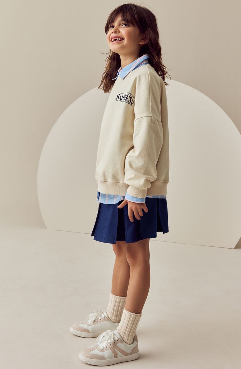 NEXT Kids' Graphic Sweatshirt & Pleated Skirt Set, Alternate, color, 