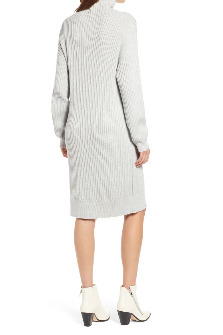 Turtleneck Ribbed Long Sleeve Sweater Dress, Alternate, color, GREY LIGHT HEATHER