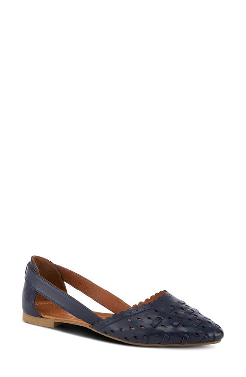 Spring Step Delrose Flat In Navy Leather