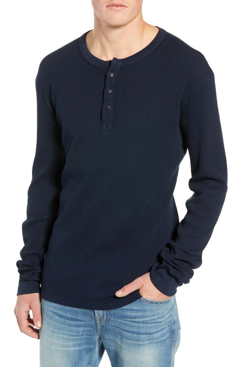 FRAME Slim Fit Long Sleeve Waffle Knit Henley, Main, color, 