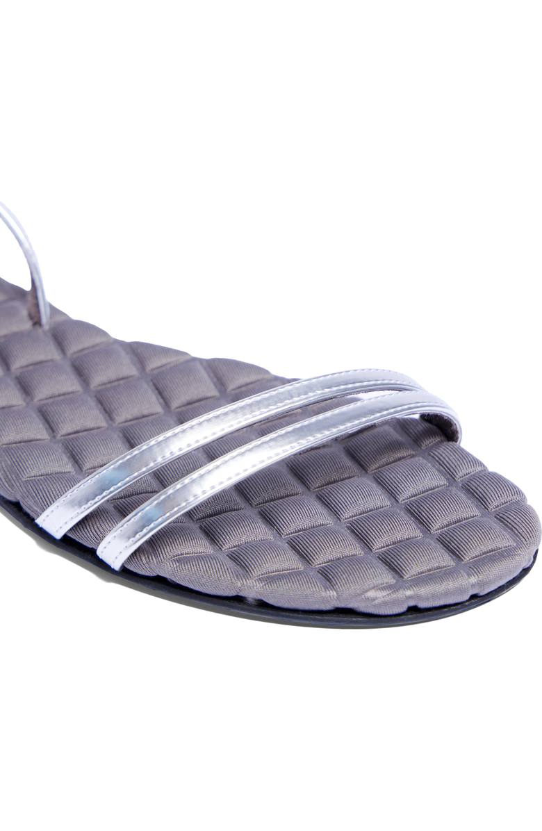 Aera Faye vegan flat sandal, Alternate, color, Silver