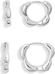 Leith 2-Pack Floral Hoop Earrings