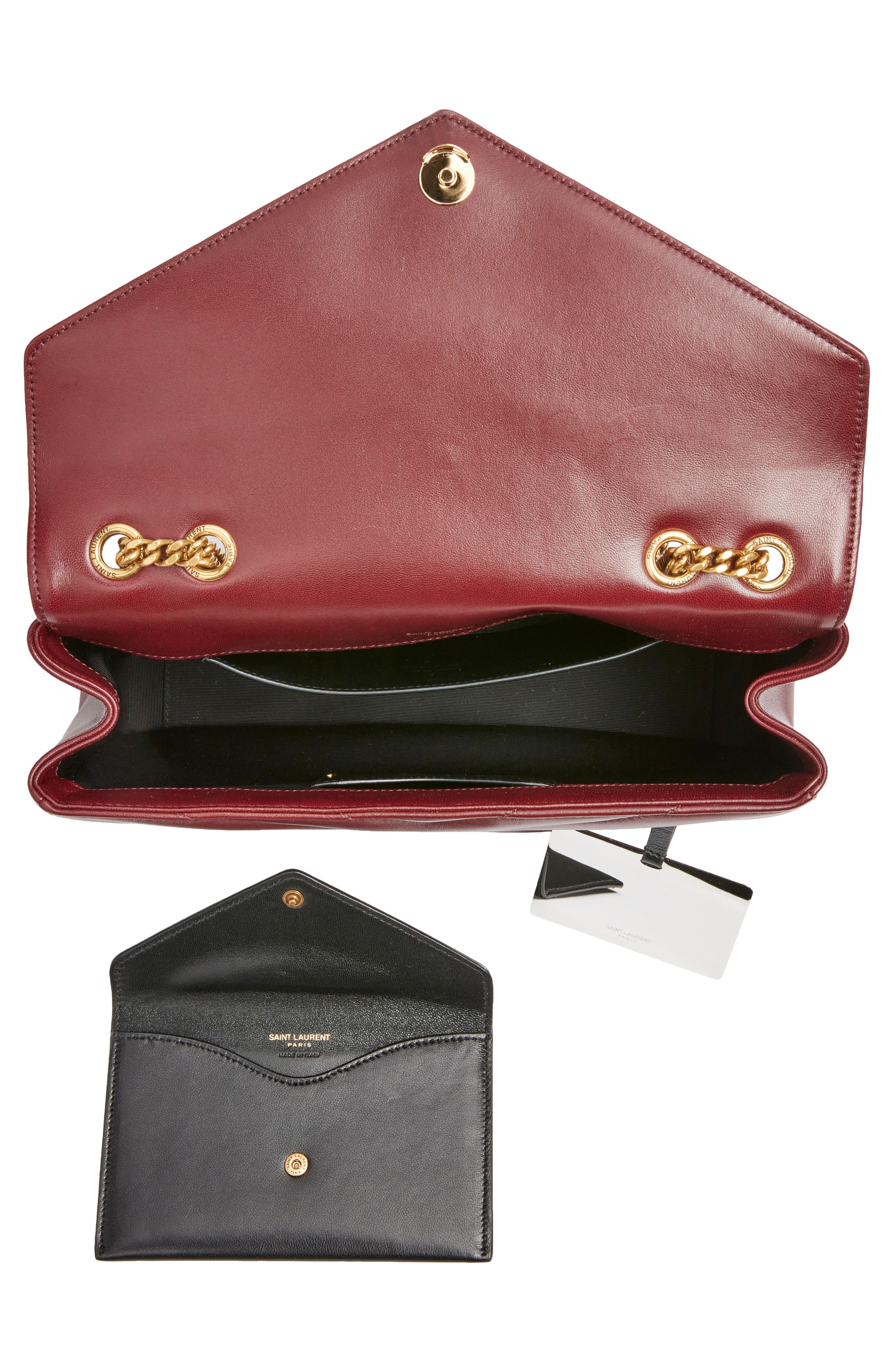 Saint Laurent Medium Loulou Quilted Leather Shoulder Bag, Alternate, color, Rouge Cabernet