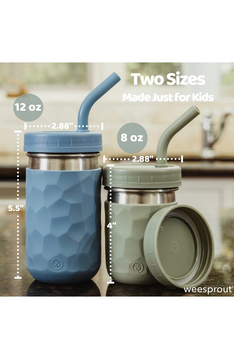 WeeSprout 2-in-1 Drinking Cups for Kids, Durable Stainless Steel Tumblers, Set of 4, Alternate, color, Green/Pink/Blue/Grey (12 Oz)