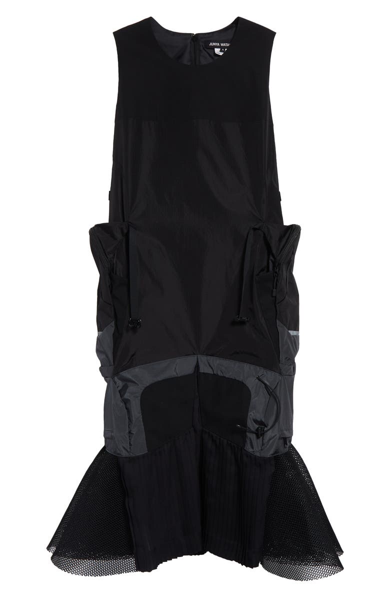 Junya Watanabe Nylon Ripstop & Double Raschel Midi Dress, Alternate, color,
