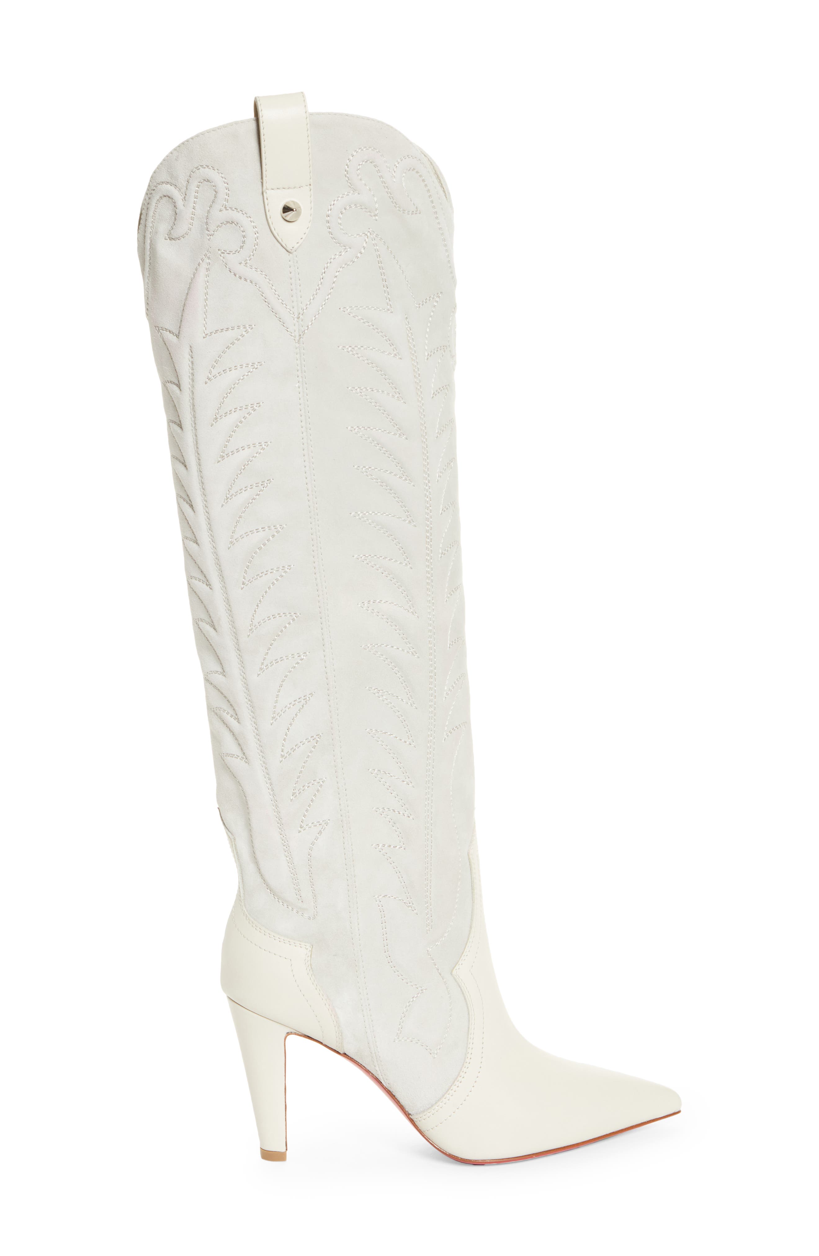 Santia Pointed Toe Knee High Boot, Alternate, color, WHITE/ ALBATRE